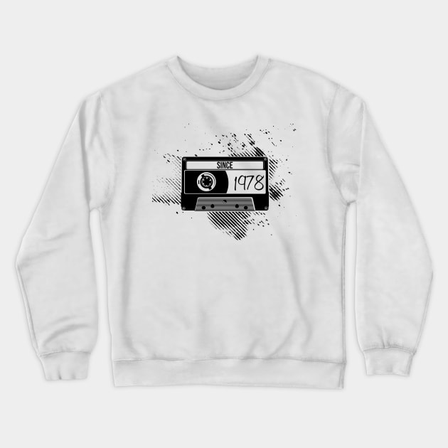 1978s Vintage, 78s Black Cassette Crewneck Sweatshirt by Degiab